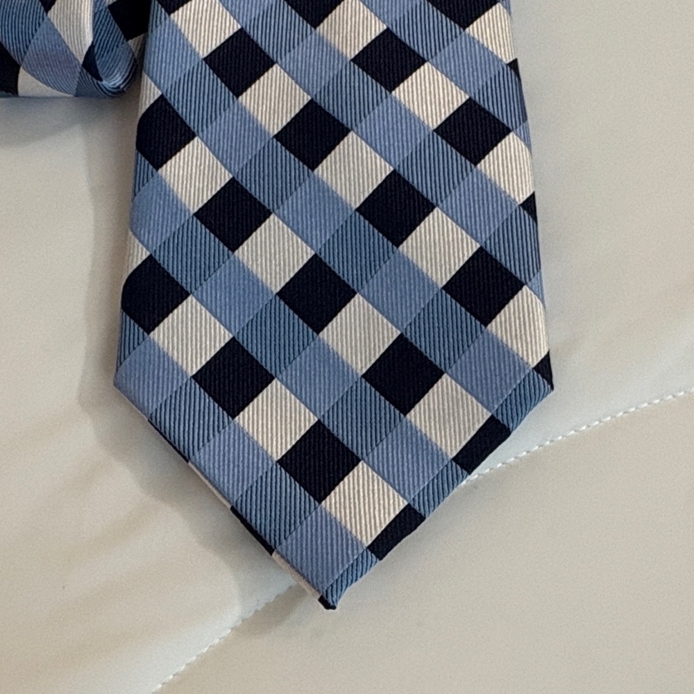 Classic Blue and Black Checkered Men's Tie